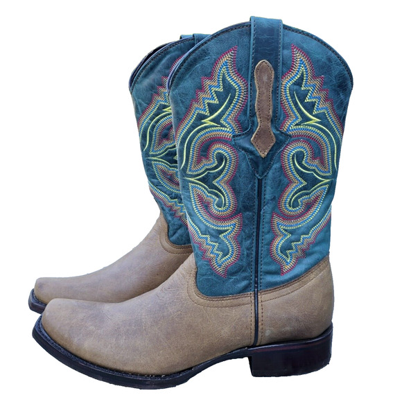 NWT Dingo True Grit Embroidered Square Toe Cowboy Brown Casual Boots Men's 10D - Picture 4 of 10